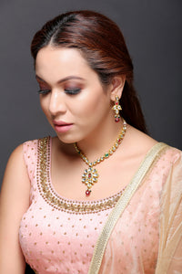 Kundan Necklace With Red And Green Stones