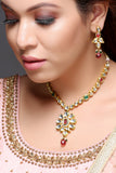 Kundan Necklace With Red And Green Stones