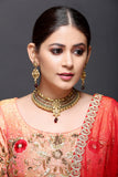 Kundan Necklace Set With Red And Green Stones