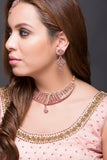 Indo-Western Necklace Set With Pink Stones