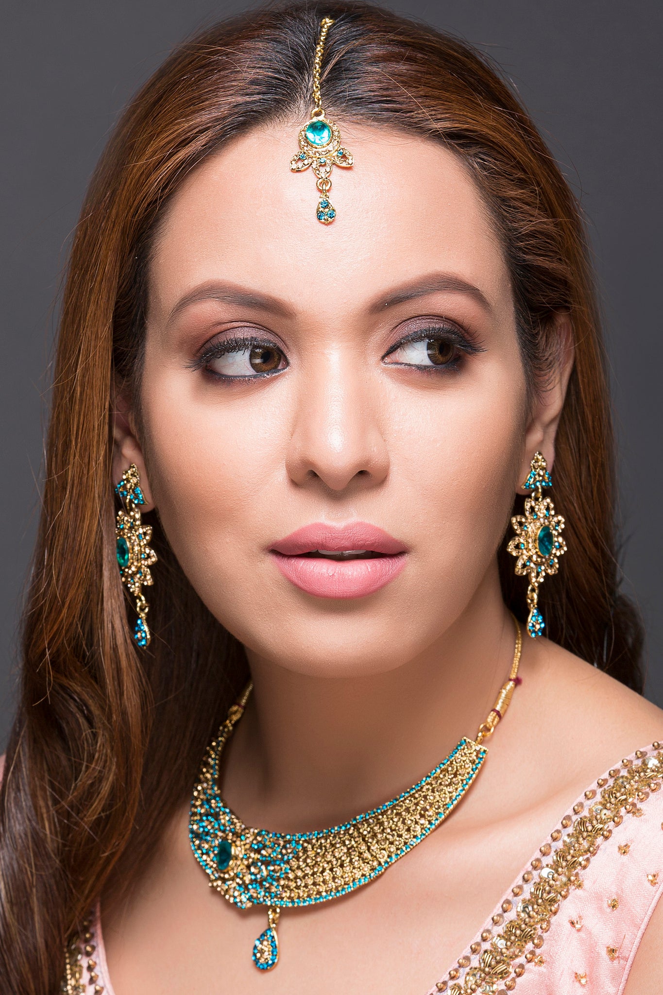Premium Photo | Beautiful woman in a classic indian dress traditional shawl  and jewelry in national style on her