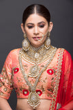 Bridal Set With Kundan Polki AD & Pearls