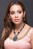 Western Necklace With Silver & Black Beads