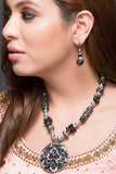 Western Necklace With Silver & Black Beads