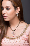 American Diamond Round Pendant Mangal Sutra with earrings