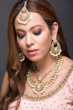Kundan & Pearl necklace with earrings and maang tikka