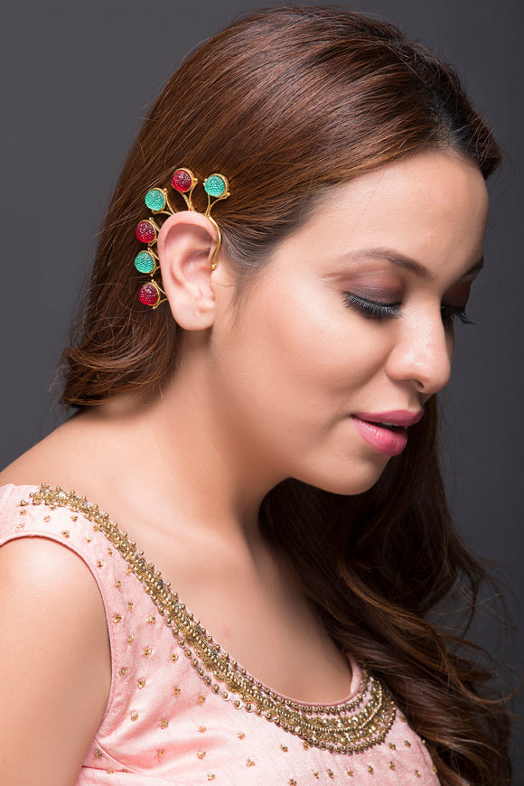 Green And Red Earcuff