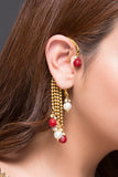 Red & White Drop Earcuff