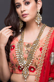 Long Kundan and Pearl Necklace With Earrings