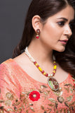 Indian lady design Pendant with onyx stones mala
