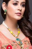 Indian lady design Pendant with onyx stones mala