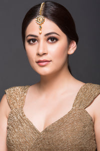 Kundan AD MaangTikka With Coffee Pearl Drop