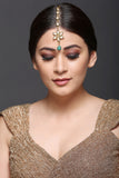 Kundan  MaangTikka With Green Stone