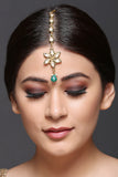 Kundan  MaangTikka With Green Stone