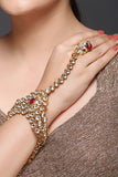Kundan HaathPhool With Red Stone