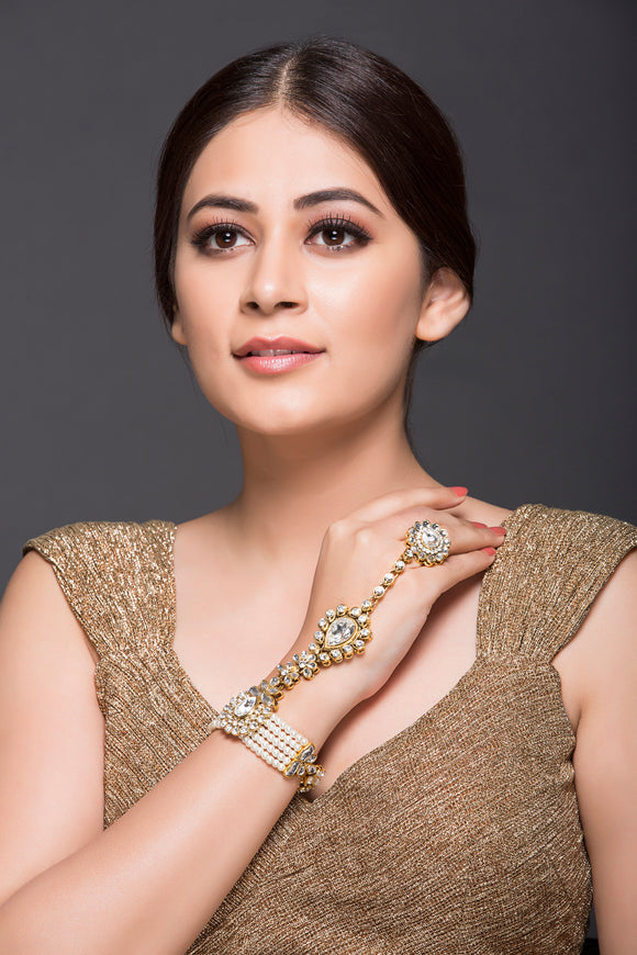 Pearl & Kundan Haath Phool