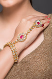 Haath Phool With Pink Stones