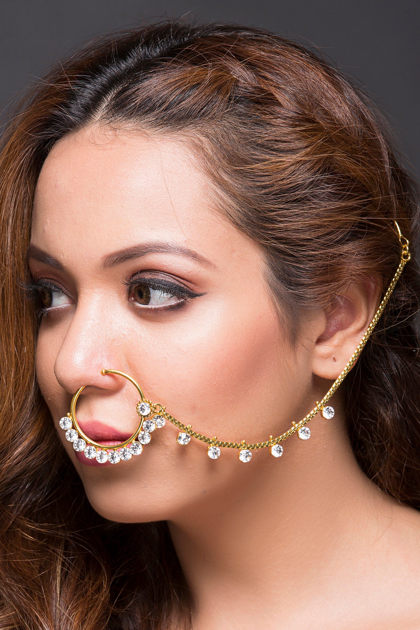 UNCUT KUNDAN POLKI RUBY & PEARL BRIDAL BIG NOSE RING – Sanvi Jewels