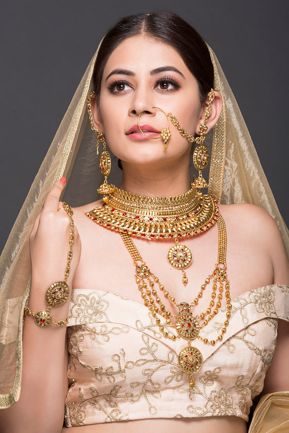 Bridal Set With Red Stones – Ricco India