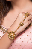 Haath Phool With Golden CZ Stones