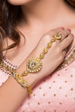 Semi-Precious Stone Haath Phool In Zinc