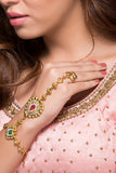 Ethnic Haath Phool With Green & Red Stones