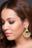 AD & Zinc Earring With Gold Stone