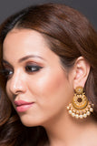 Copper Zinc Alloy Earring With Pearl Drops & CZ Stones