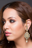 Kundan Earring With Over-The-Ear Kundan Chain