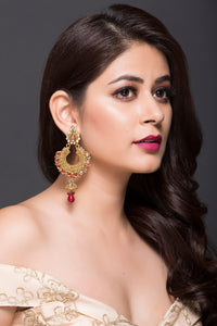 Chand-Bali & Jhumki With Maroon Stone