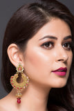 Chand-Bali & Jhumki With Maroon Stone