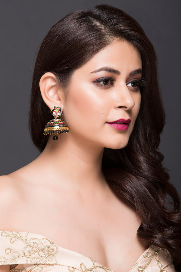 Floral Painted Jhumka