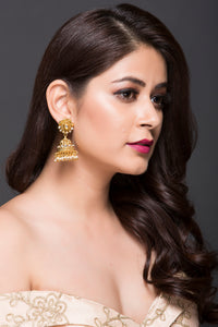 Gold Plated Jhumki For Women With American Diamond CZ