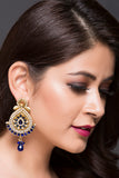 Fashion Earring With Blue Stones & White Pearls