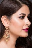 Floral Water Drops Machined Earring With Coffee Pearl