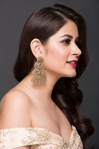 Beautiful Vine Flowers Earring With Brown American Diamonds
