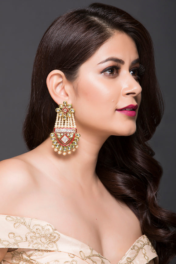 Fashion Earring With Kundan, Pearl & American Diamond For Women