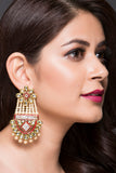 Bold Earring With Pearls, Kundan, American Diamond & Meena Filling For Women