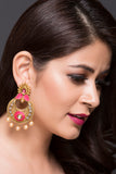 Chaand-Bali With Pink-White American Diamonds & Coffee Pearls