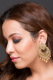 Fashion Earring With Brown & Golden American Diamonds