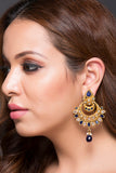 Chaand-Bali With Blue & White American Diamonds