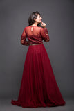 Maroon Cocktail Gown With Lace & Thread Work