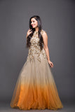 Hand Embroidered Cocktail Lava Gown