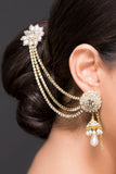 Hair Clip With Earring in AD and Pearl