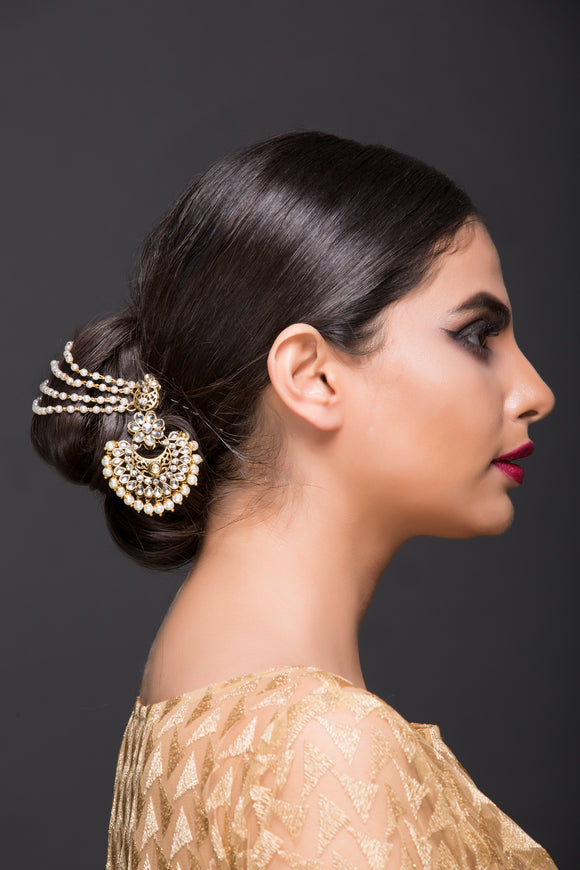 Pearl And Kundan Hair Accessory