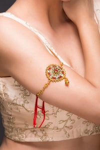 Baaju Band With Red and White Stones