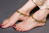 Gold Anklet With Leaves and Flowers