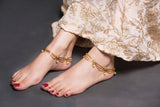 Triple Gold Chain Anklet With Drops