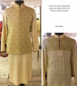 Dori work kurta with brocade waist coat