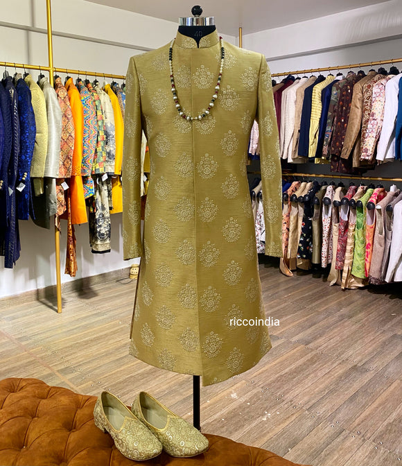 Gold booti work sherwani